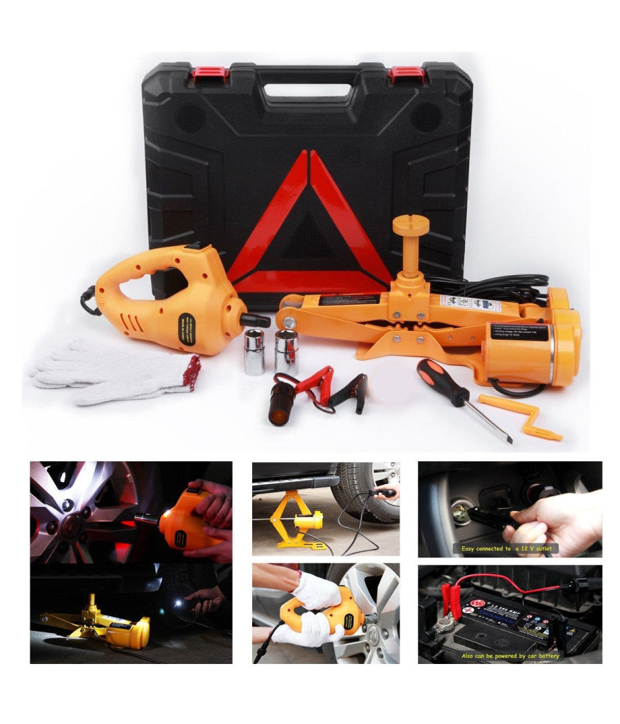 Trade Shop - Crick Elettrico Sollevatore Pantografo Auto 3 Ton 12v Avvitatore Impatto Bussole -