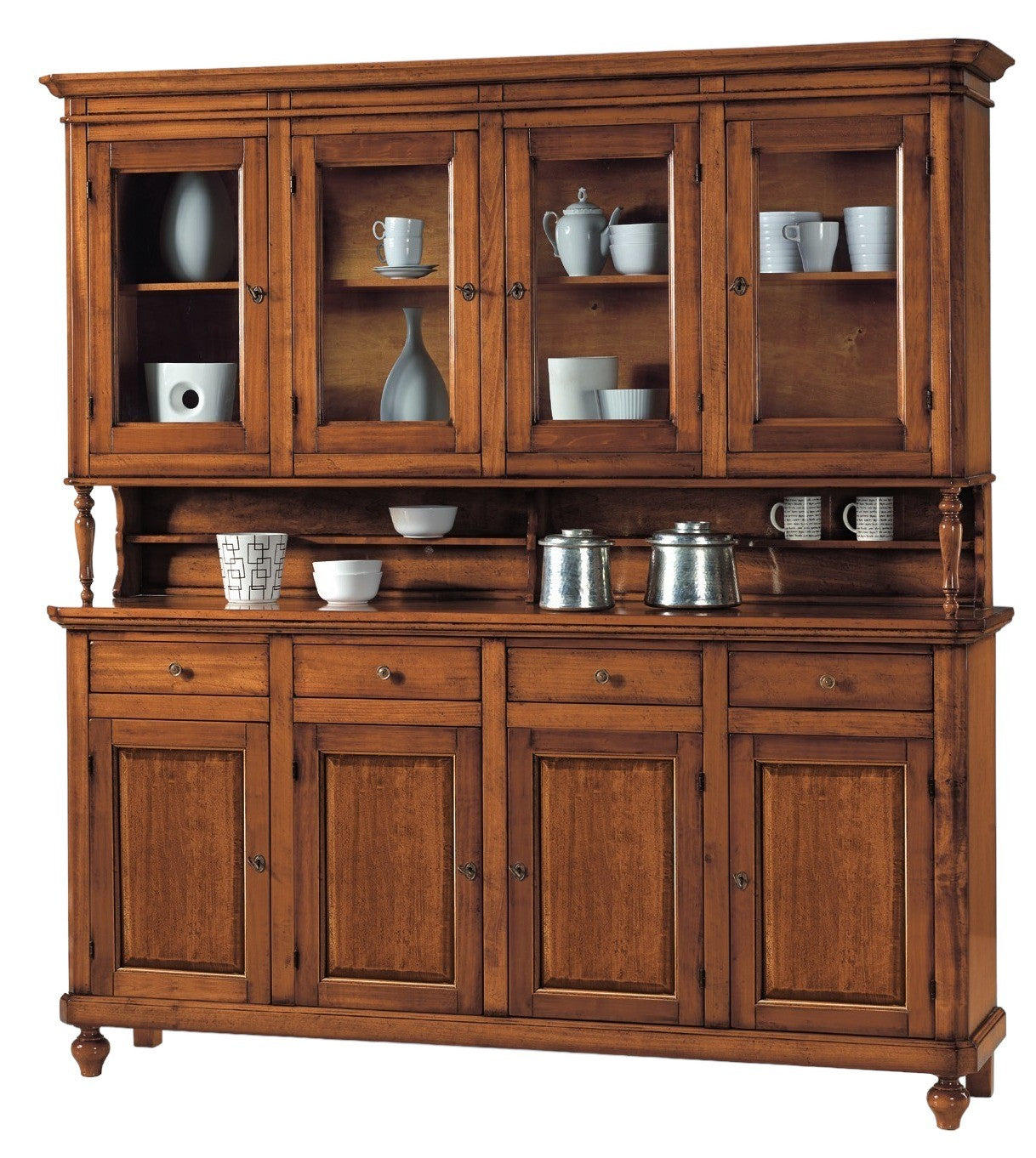 Cristalliera 4 ante napoletana legno massello finitura elite 196 p.43 h.205 - Mobili 2G