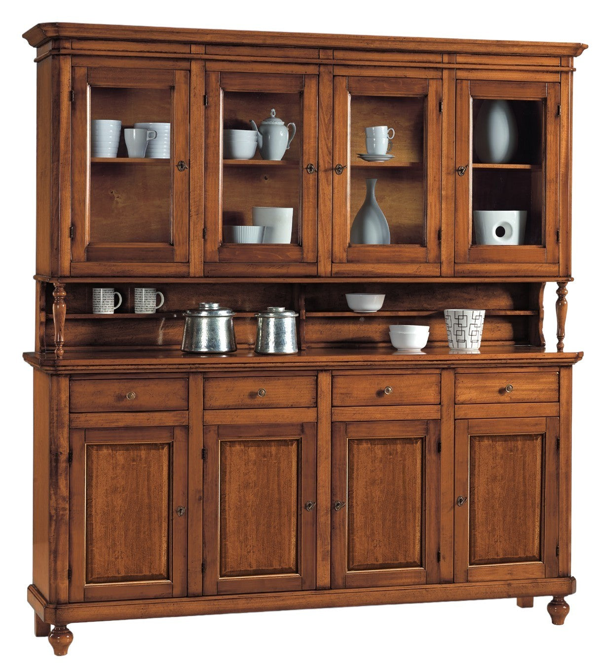 Cristalliera 4 ante napoletana legno massello finitura elite 196 p.43 h.205 - Mobili 2G