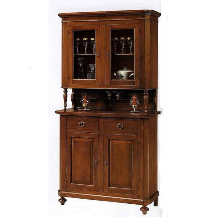 Cristalliera arte povera 2 porte in legno tinta noce 104x43x205 (189) - Mobili 2G