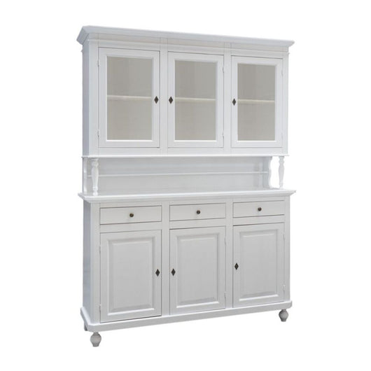 Cristalliera arte povera 3 ante in legno shabby bianco 150x43x205h (1188) - Mobili 2G