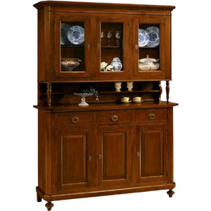 Cristalliera arte povera 3 porte legno tinta noce 150x43x205 (188) - Mobili 2G