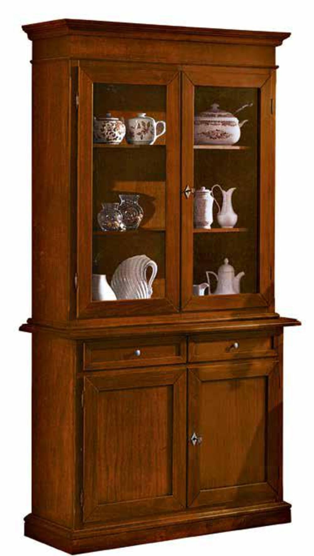 Cristalliera in legno noce arte povera tinta noce 103x42x205 (383) - Mobili 2G