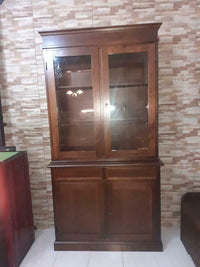 Cristalliera in legno noce arte povera tinta noce 103x42x205 (383) - Mobili 2G