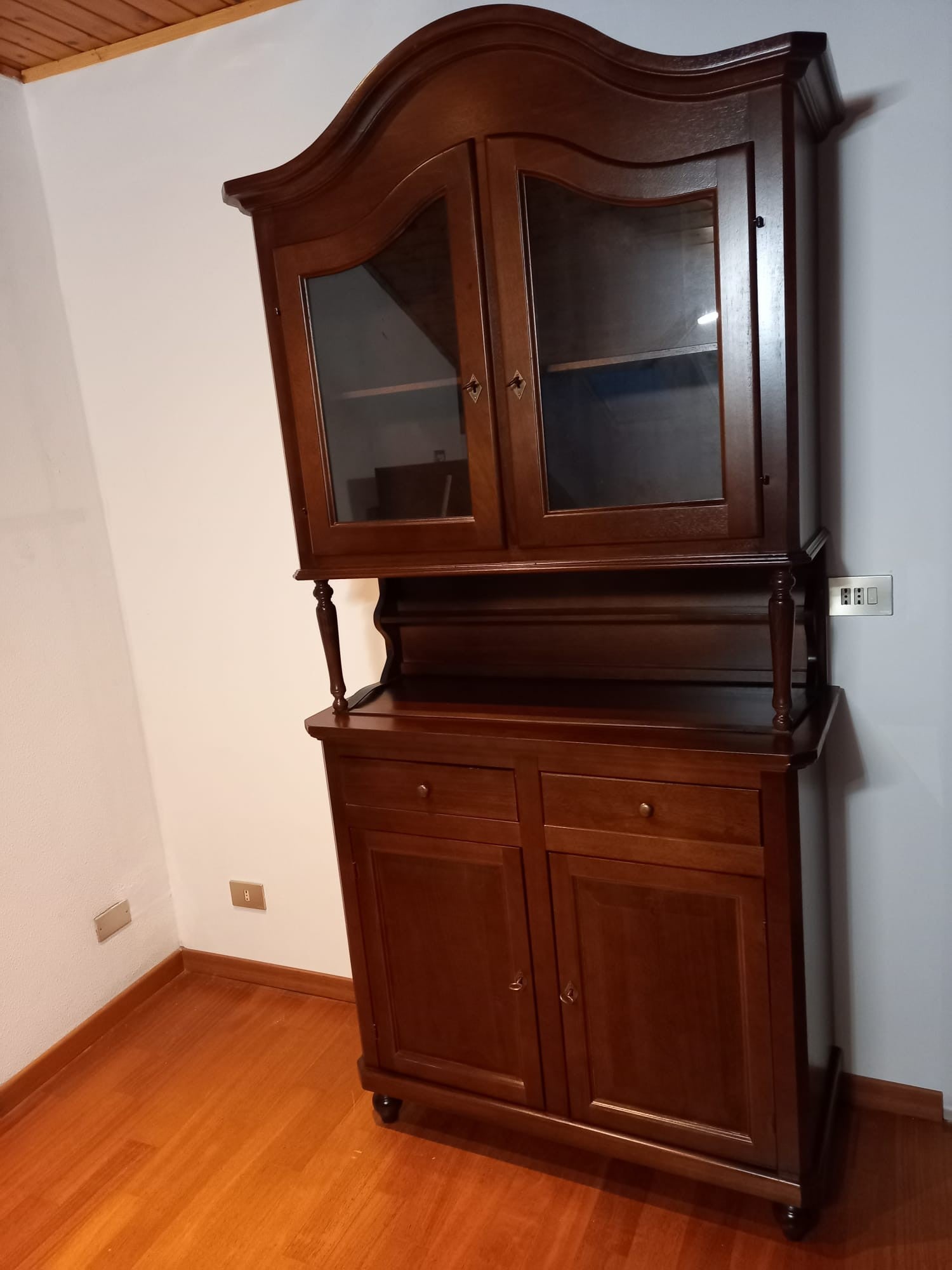 Cristalliera napoletana 2 ante tinta noce legno l.104 p.43 h.215 (509) - Mobili 2G