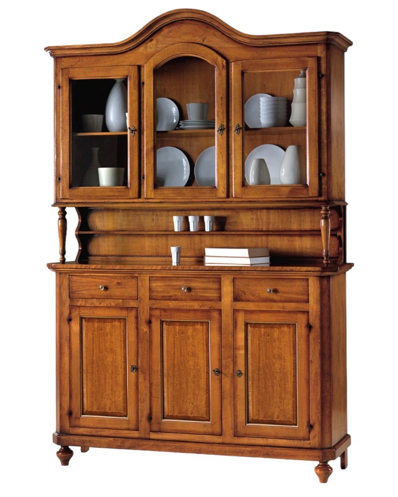 Cristalliera napoletana legno massello tinta noce 150x43x215h (507) - Mobili 2G