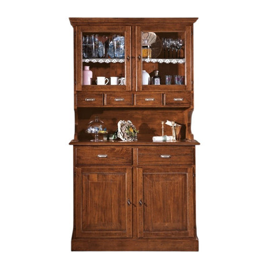 Cristalliera in legno massello 4 porte 6 cassetti  arte povera l.120 p.51 h.211 (850+851) - Mobili 2G