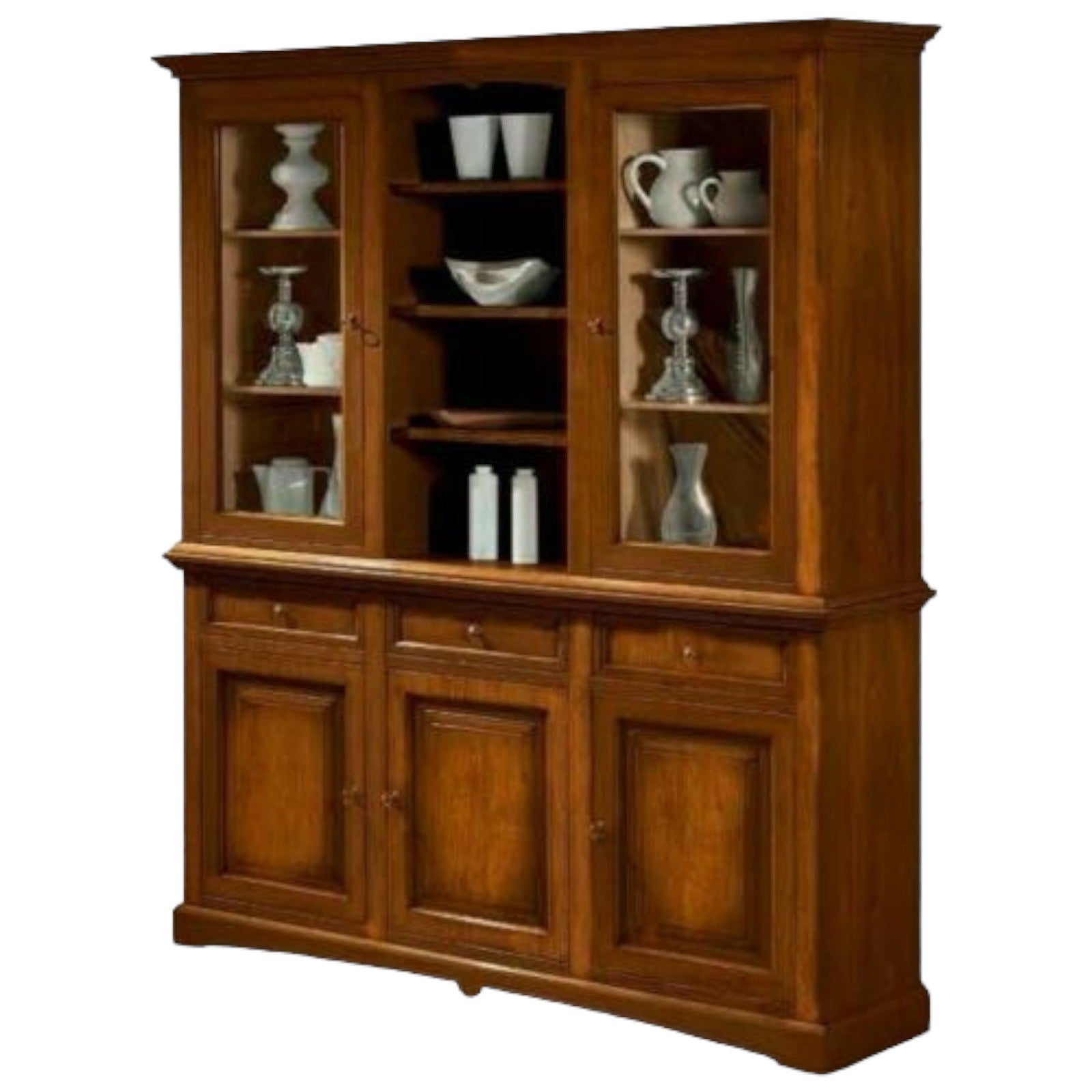 Cristalleria in legno 3 ante tinta noce l.170 p.46 h.215