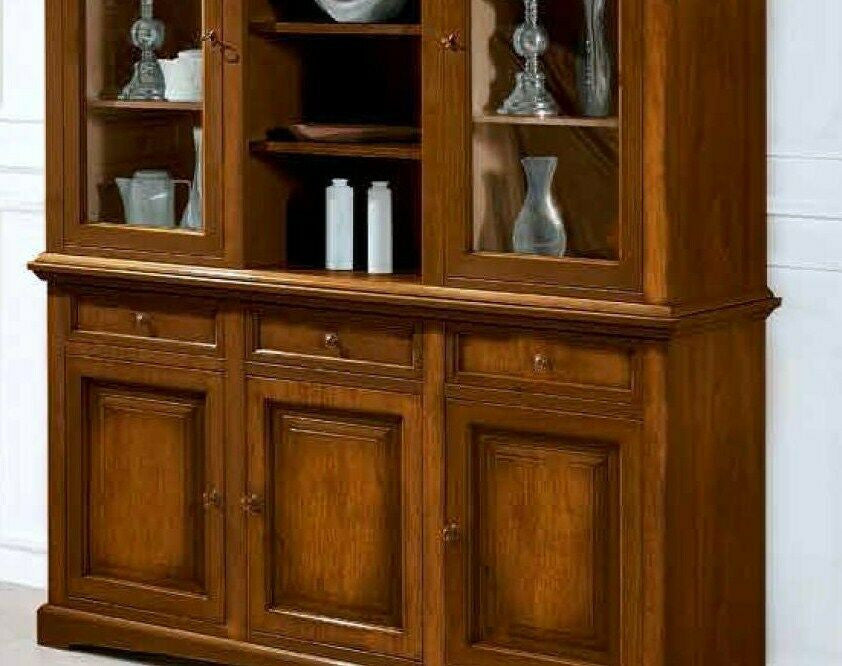 Cristalleria in legno 3 ante tinta noce l.170 p.46 h.215