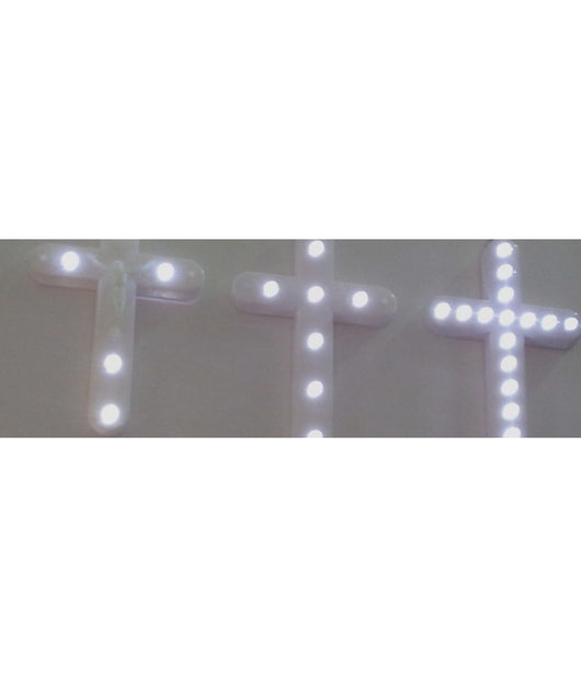 Croce Crocetta Votiva A Luce Elettrica Con Cristo Luci Led Batterie Incluse         