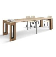 PAZZO DESIGN Tavolo Consolle Allungabile con porta prolunghe, Rovere Rustico, Made in Italy, da 45 a 300 cm