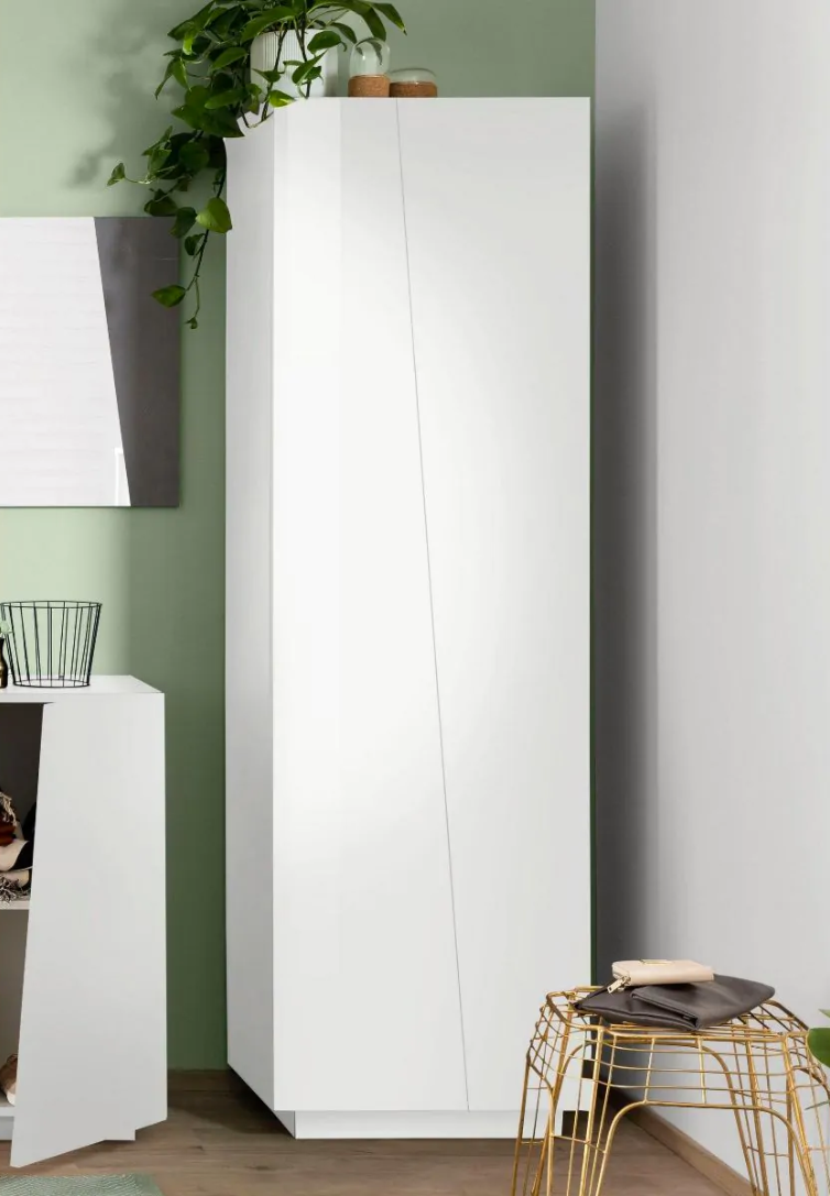  Armadio di design, 2 ante battenti, 5 ripiani, colore Bianco Lucido, ZTC46420035 