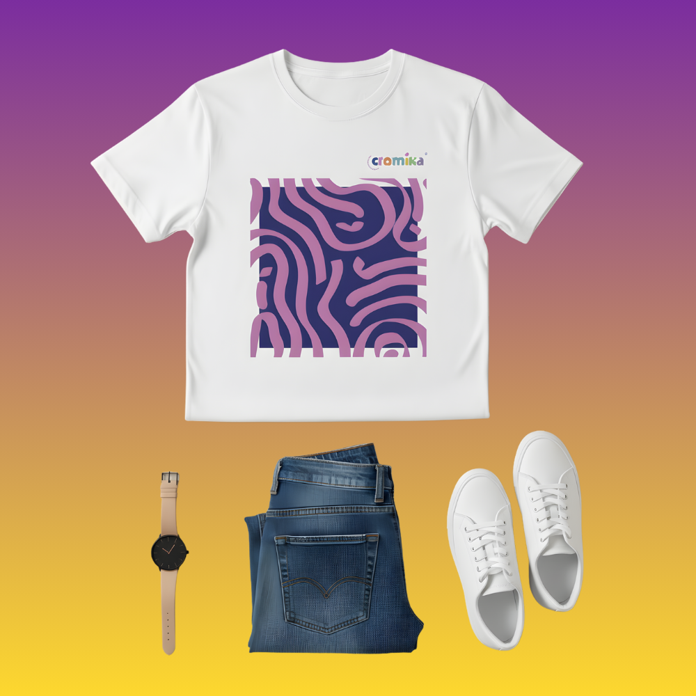 T-shirt cromika arte e colore in cotone naturale *** misura extralarge - xl, modello cromika waves, confezione 1