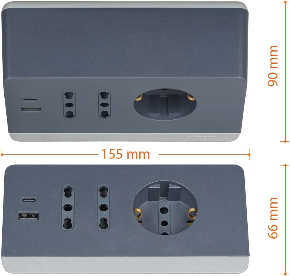 Multipresa da scrivania bticino con usb e interruttore di sicurezza