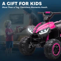 Quad Elettrico per Bambini 12V, 2 Velocità, Ruote Larghe con Clacson e Fari LED, Età 3-5 Anni, Rosa
