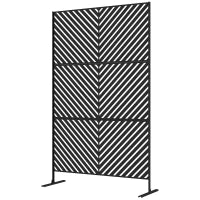 Divisore da Giardino, Design con Forme Geometriche, Metallo, 122 x 45 x 198 cm, Nero