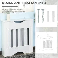 Copritermosifone Bianco in MDF con Piano d'Appoggio e Design Antiribaltamento, 78x19x82 cm