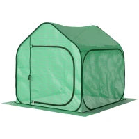 Serra a Casetta Pieghevole con Ingresso a Cerniera, in Acciaio e PE, 150x148x148 cm, Verde