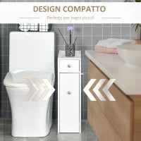 Mobiletto Armadietto con Cassetti Scorrevoli Moderno da Bagno, MDF, 17x48x58cm, Bianco