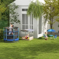 Tavolo e Sedie per Bambini da Giardino con Ombrellone Regolabile, Set 4 Pezzi, Età 3-6 Anni, Blu