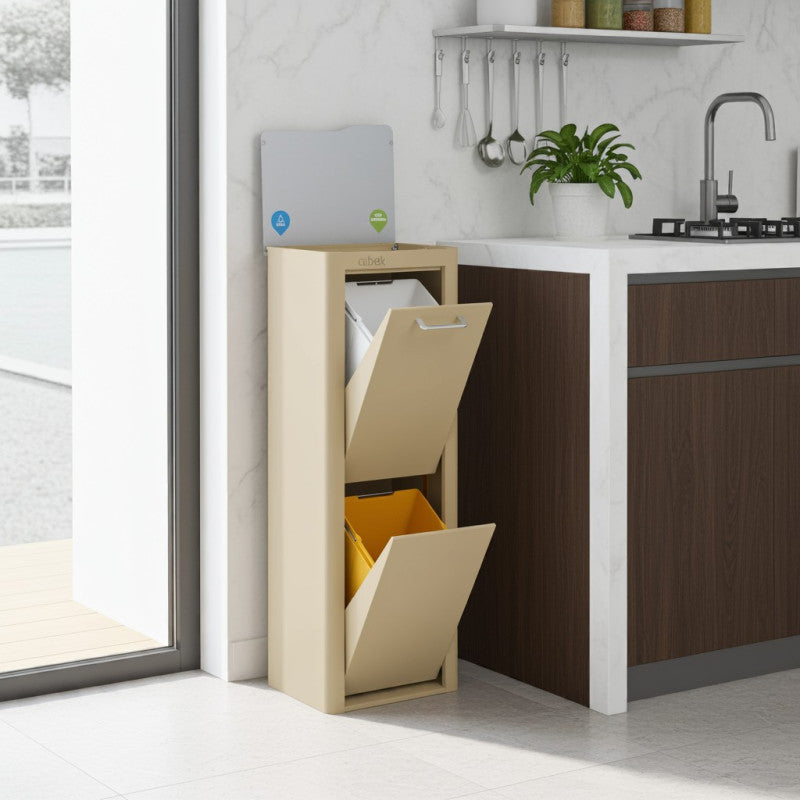 CUBEK: Pattumiera per raccolta differenziata a 2 scomparti