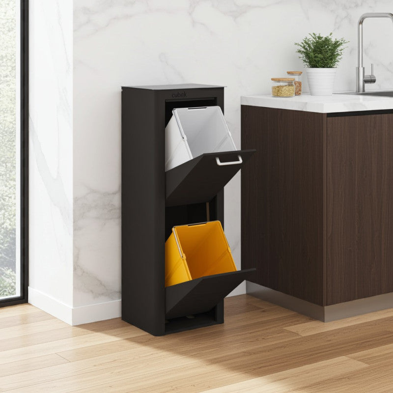 CUBEK: Pattumiera per raccolta differenziata a 2 scomparti