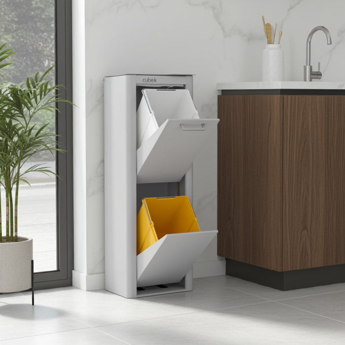 CUBEK: Pattumiera per raccolta differenziata a 2 scomparti