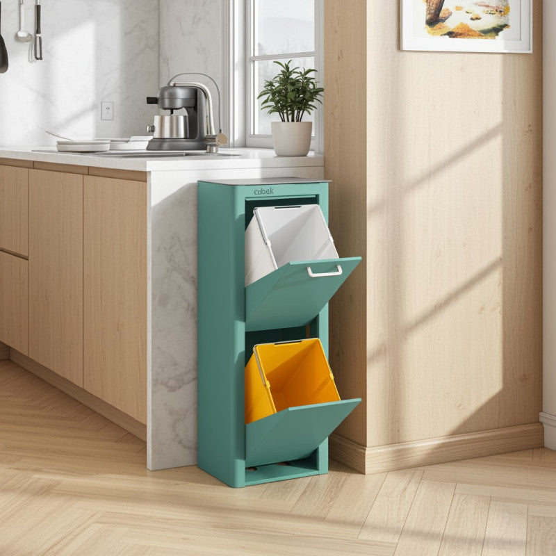 CUBEK: Pattumiera per raccolta differenziata a 2 scomparti