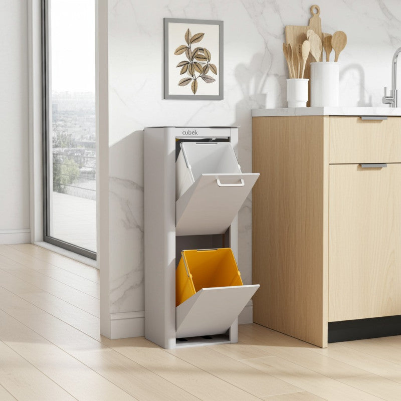 CUBEK: Pattumiera per raccolta differenziata a 2 scomparti