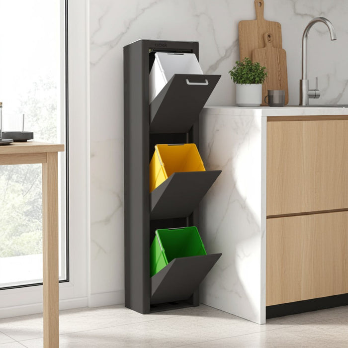 CUBEK - Pattumiera per raccolta differenziata a 3 scomparti