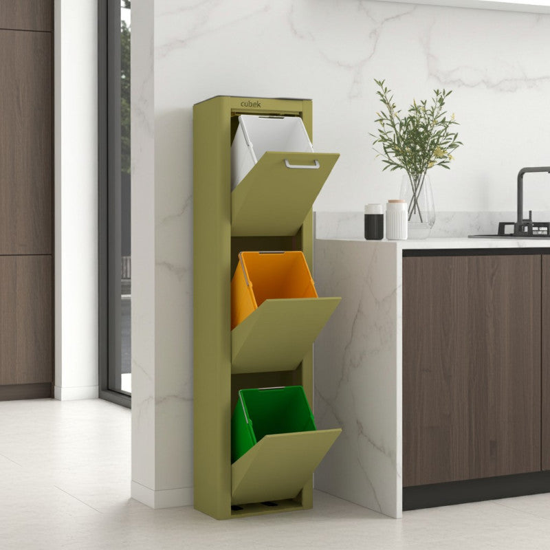 CUBEK - Pattumiera per raccolta differenziata a 3 scomparti