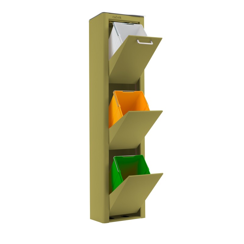 CUBEK - Pattumiera per raccolta differenziata a 3 scomparti