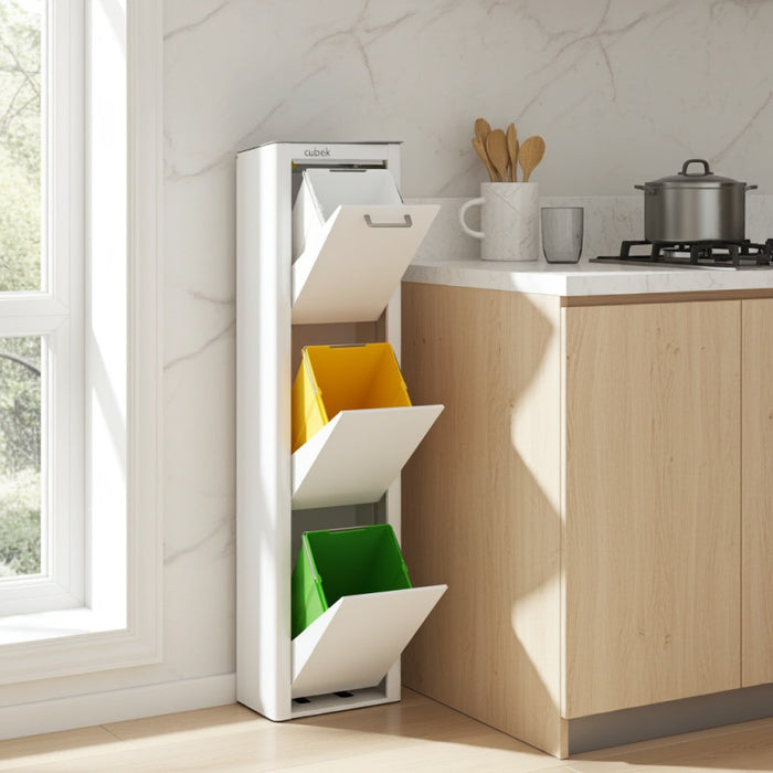 CUBEK - Pattumiera per raccolta differenziata a 3 scomparti