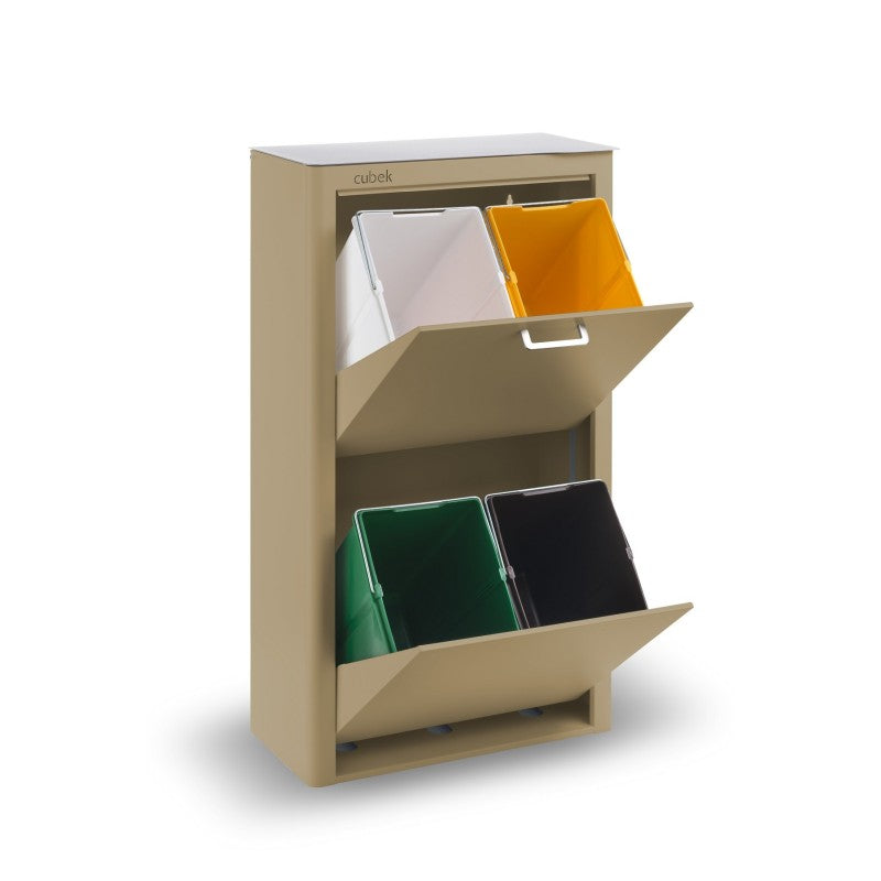 CUBEK - Pattumiera per raccolta differenziata a 4 scomparti