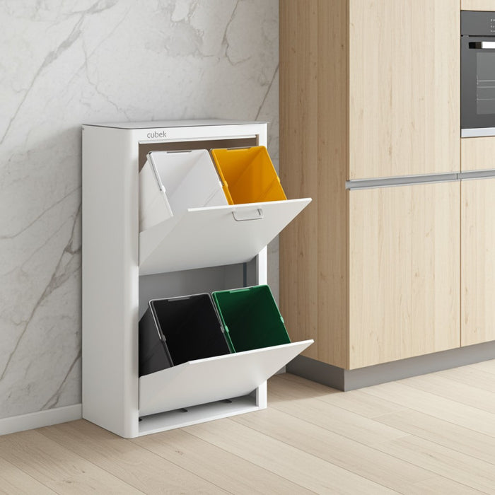 CUBEK - Pattumiera per raccolta differenziata a 4 scomparti