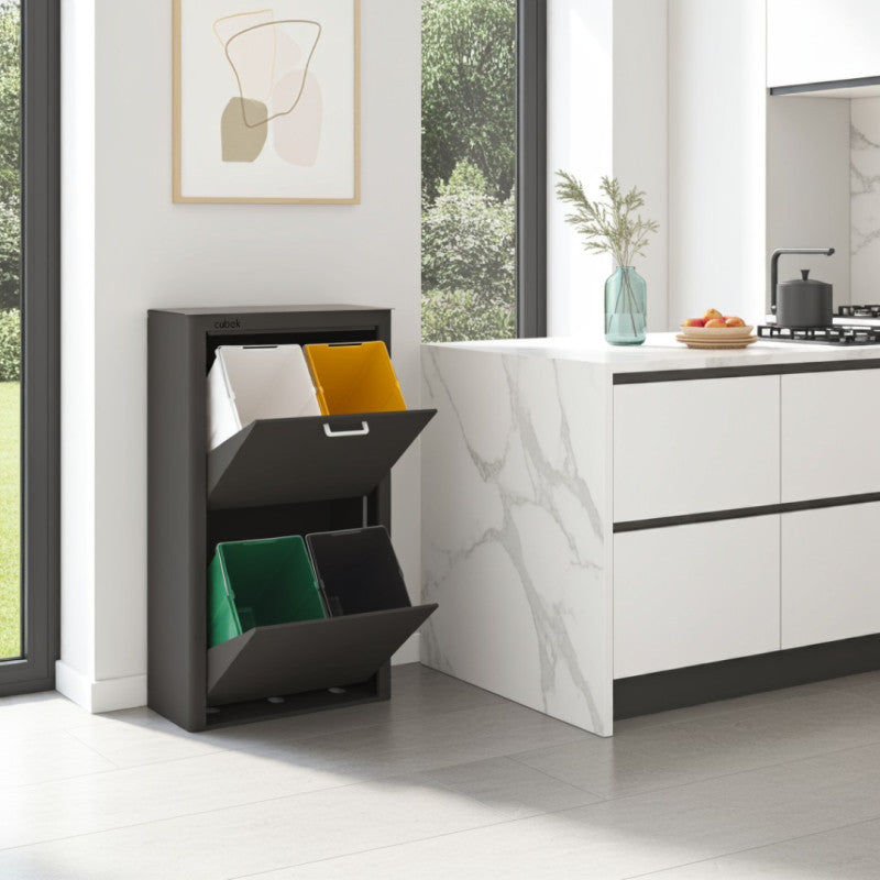 CUBEK - Pattumiera per raccolta differenziata a 4 scomparti