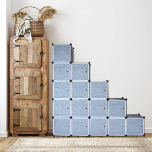 Cubi portaoggetti da 20 cubi componibili e impilabili, Mobile modulare con ante e barre appendiabiti per vestiti-Armadi Appendiabiti