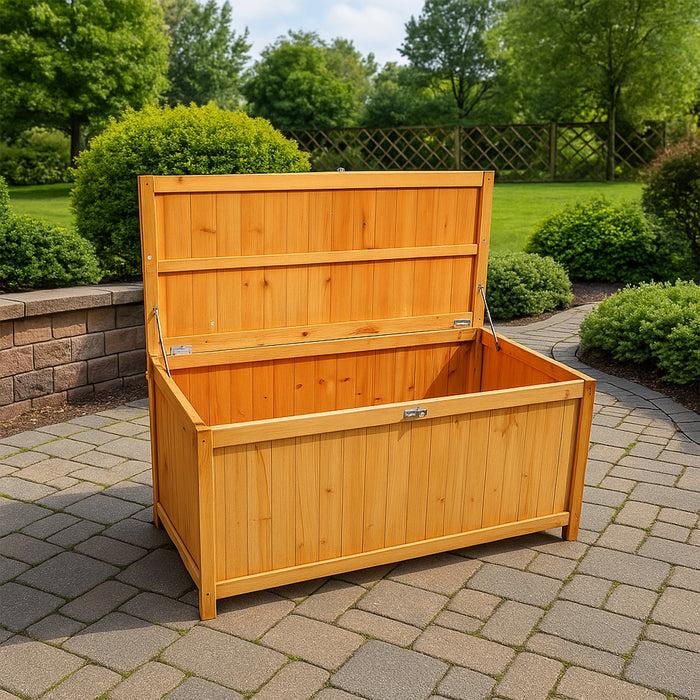 Cubo - Baule Contenitore da Esterno 113x60x53 cm in Legno di Abete con Chiusura a Lucchetto