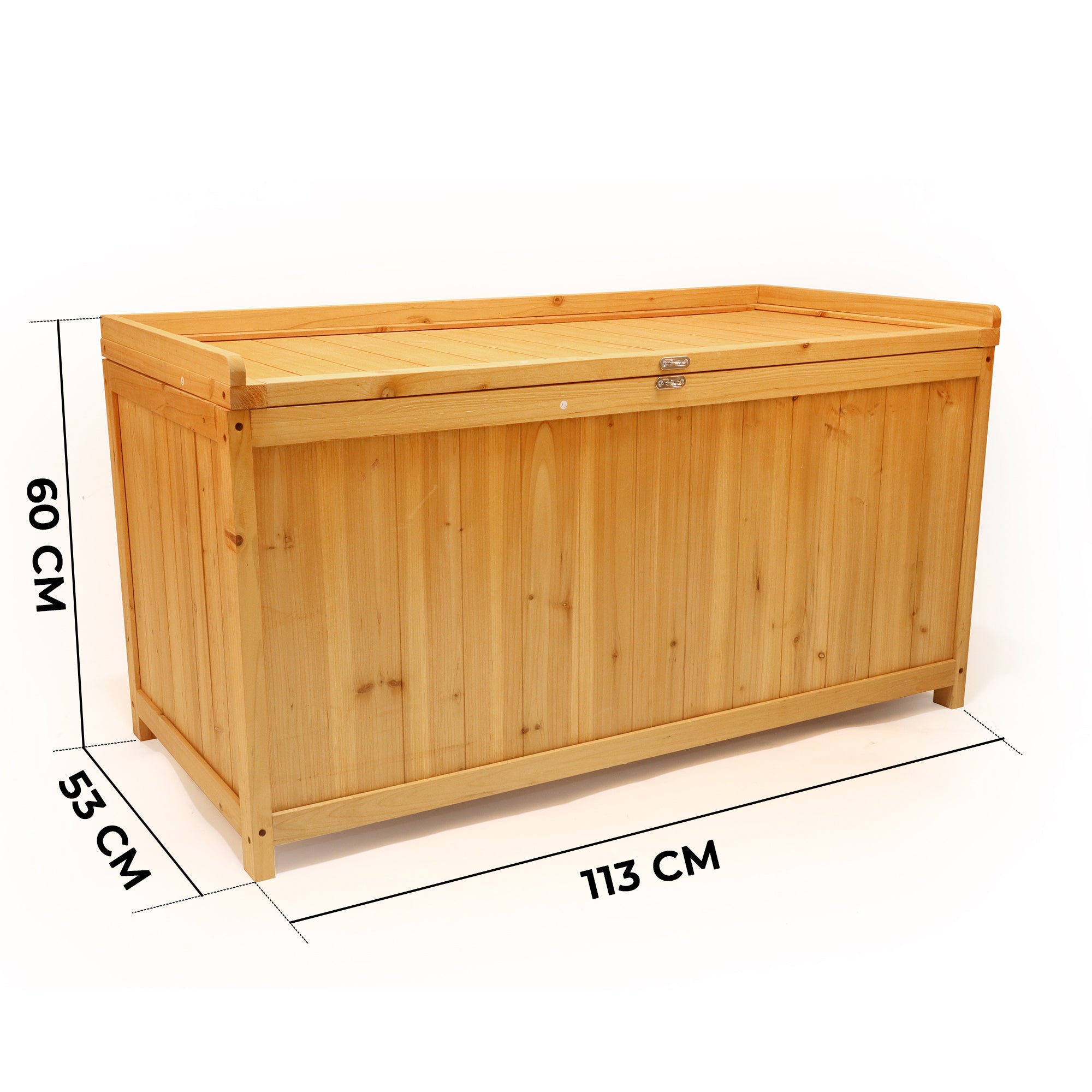 Cubo - Baule Contenitore da Esterno 113x60x53 cm in Legno di Abete con Chiusura a Lucchetto