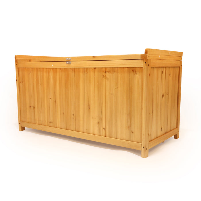 Cubo - Baule Contenitore da Esterno 113x60x53 cm in Legno di Abete con Chiusura a Lucchetto