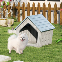 Cuccia condo per gatti da interno e esterno con bocchette d'aria e tetto inclinato-Cuccia casetta per gatti in plastica impermeabile Grigio