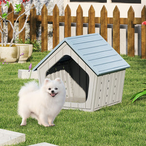 Cuccia condo per gatti da interno e esterno con bocchette d'aria e tetto inclinato-Cuccia casetta per gatti in plastica impermeabile Grigio