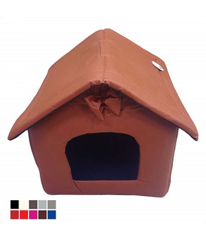 Cuccia Casetta Letto Pieghevole Tenda Portatile Eco Pelle 52x47x49cm Cane Gatto         