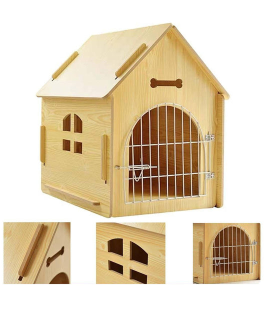 Cuccia In Legno Mdf Per Cani Piccola Media Taglia A Forma Di Casetta 44x57x59cm         