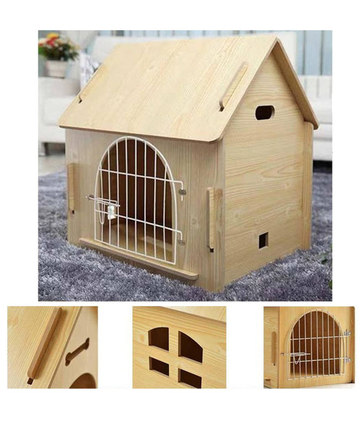 Cuccia In Legno Mdf Per Cani Piccola Media Taglia A Forma Di Casetta 51x40x52cm         