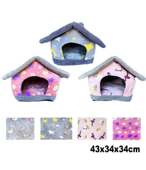 Cuccia Morbida A Forma Di Casetta Per Cane Gatto Animali 43x34x34cm Tg. Piccola         