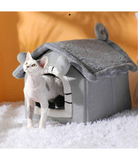 Cuccia Per Cani E Gatti Animali A Forma Di Casetta Morbida Peluche 43x36x34cm         