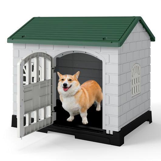 Gabbia impermeabile per animali con vassoio toilette rimovibile, Cuccia pieghevole in plastica per cani piccoli e gatti Verde scuro-Casette e lettini