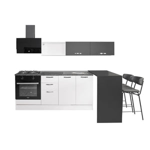 Cucina 240 cm con penisola reversibile colore bianca e nera Altamura