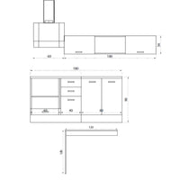 Cucina 240 cm con penisola reversibile colore bianca e nera Altamura